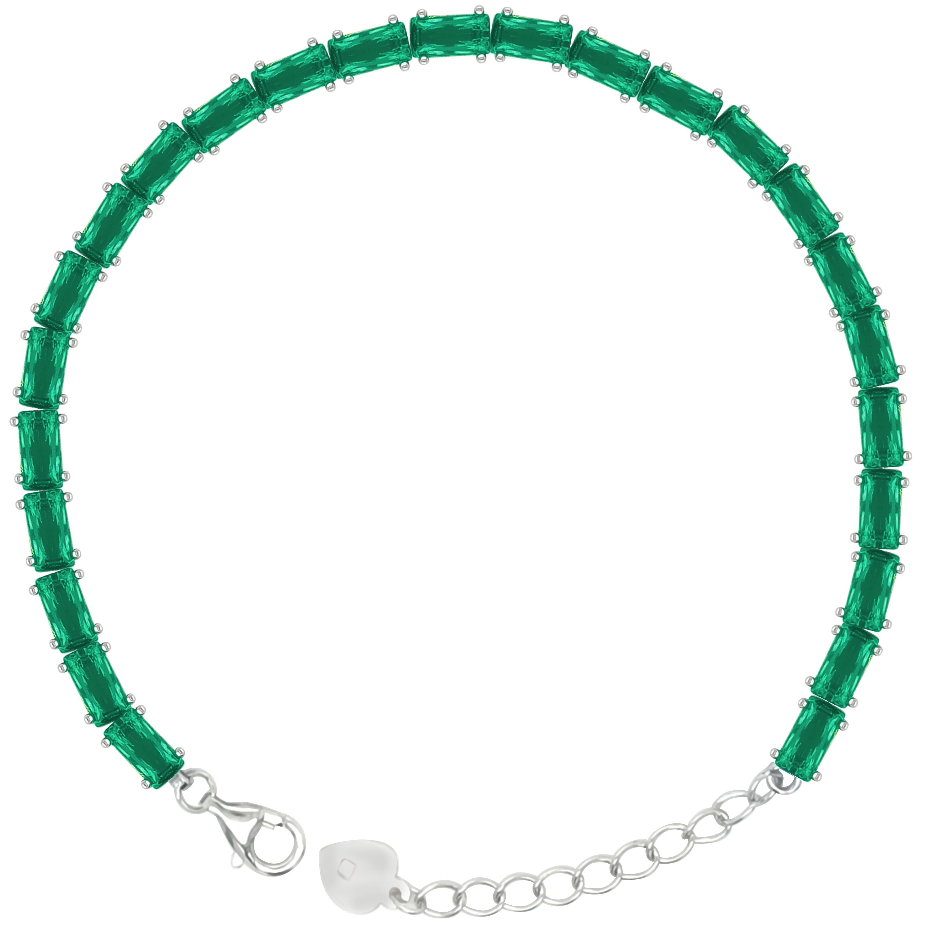 Asfour Crystal Tennis Bracelet With Turquoise Pear & Emerald Zircon In 925 Sterling Silver