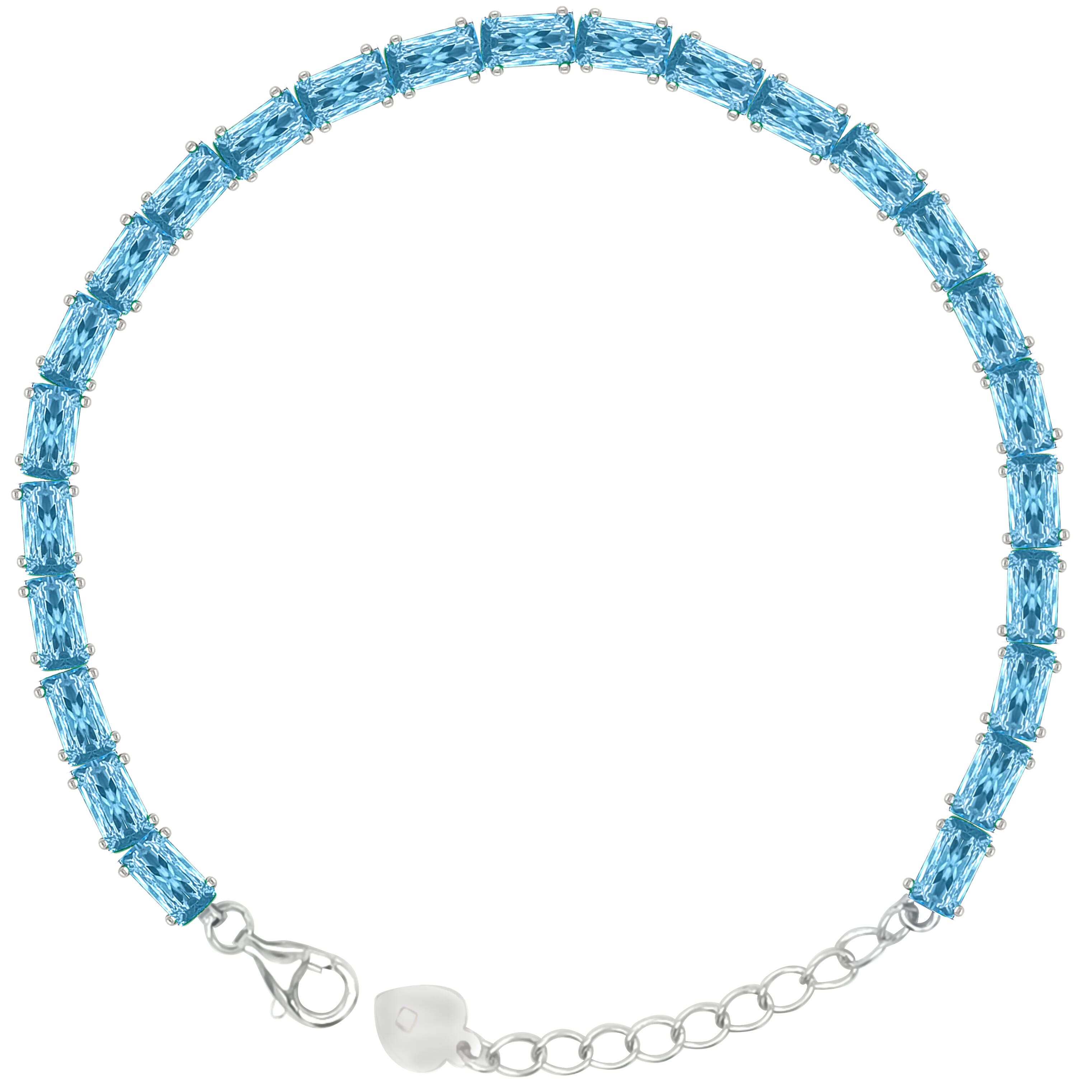 Asfour Crystal Tennis Bracelet With Turquoise Pear & Emerald Zircon In 925 Sterling Silver
