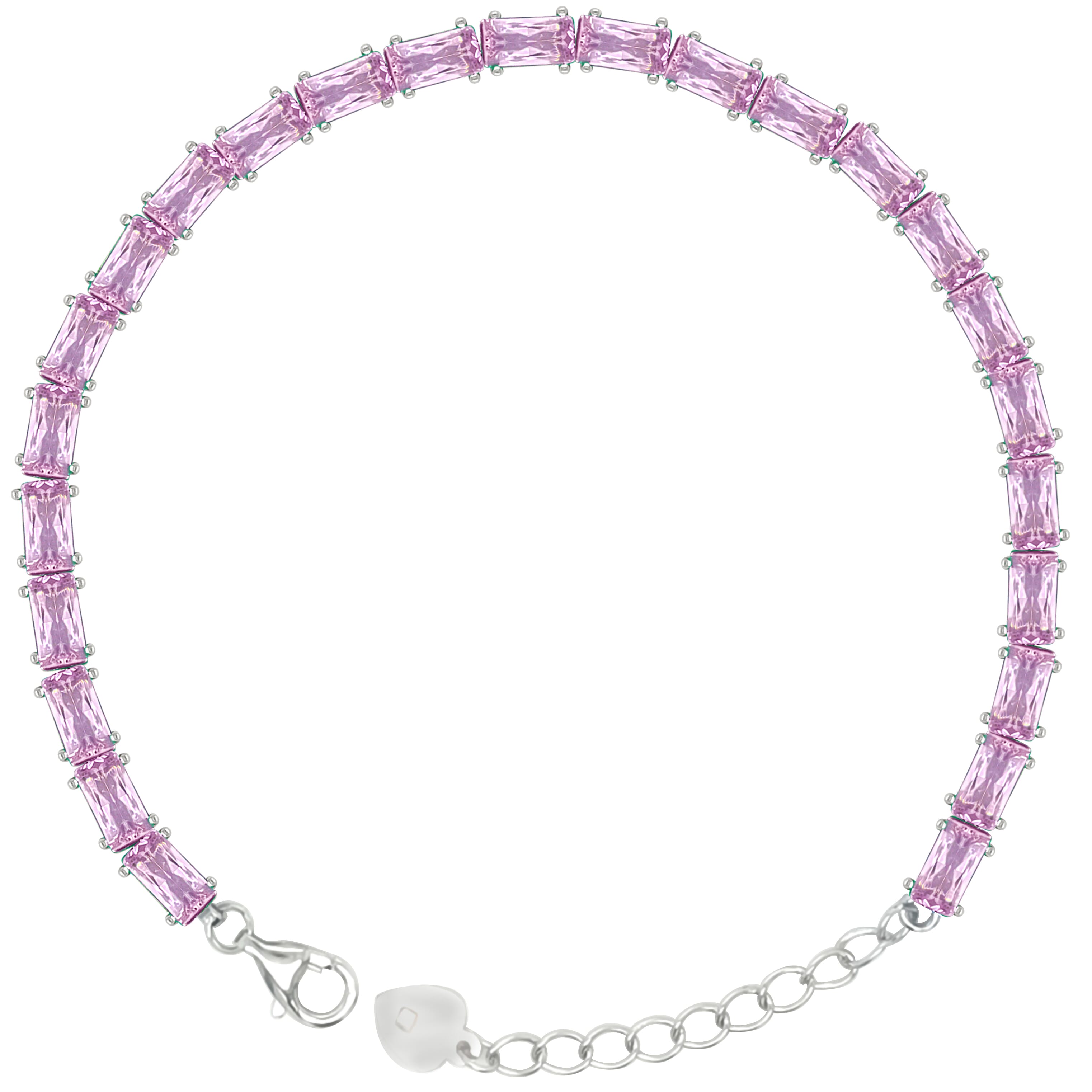 Asfour Crystal Tennis Bracelet With Turquoise Pear & Emerald Zircon In 925 Sterling Silver
