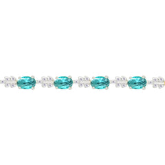 Asfour Creations Tennis Bracelet With Turquoise Oval Design In 925 Sterling Silver – BD0347-LZ