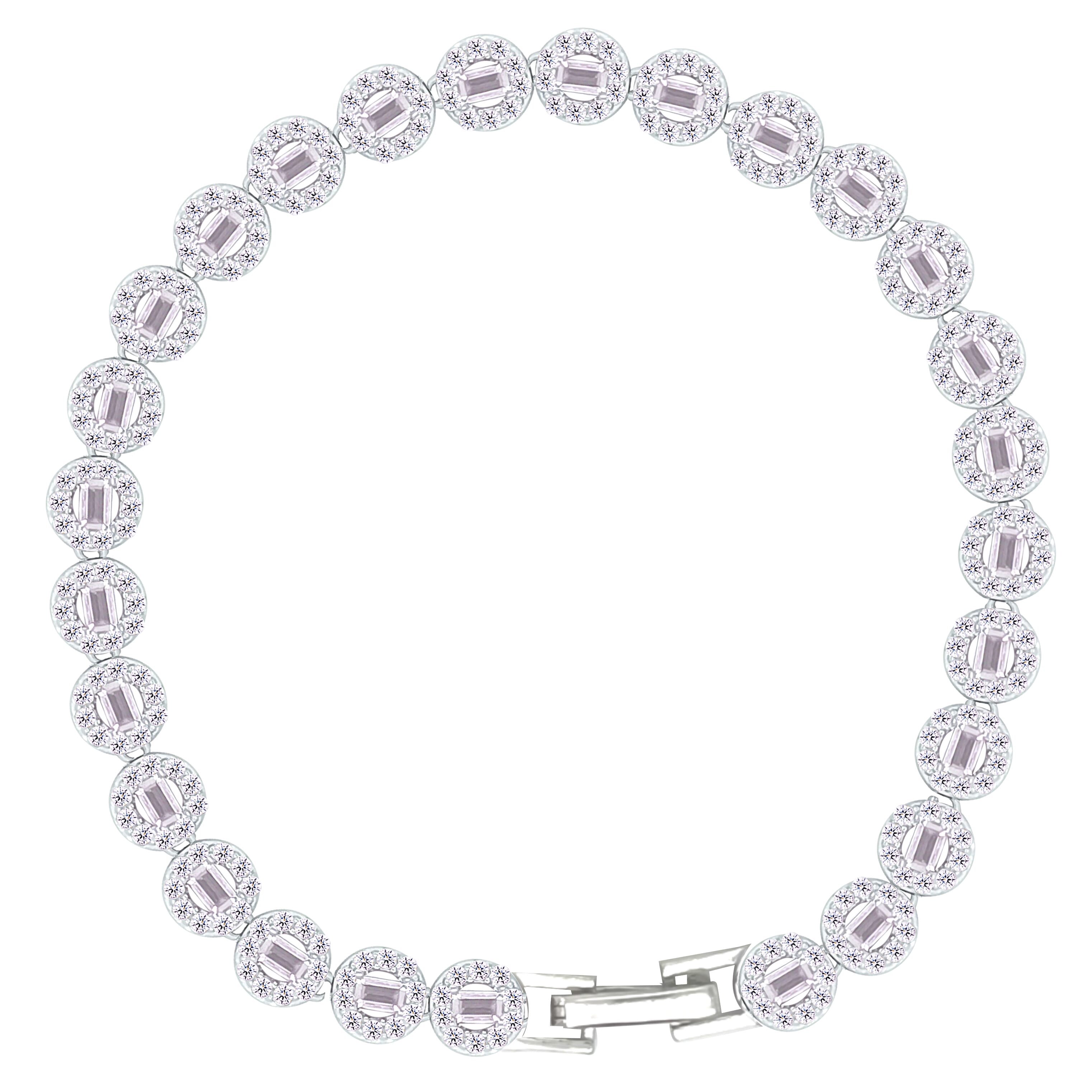 Asfour Crystal Tennis Bracelet With Turquoise Pear & Emerald Zircon In 925 Sterling Silver
