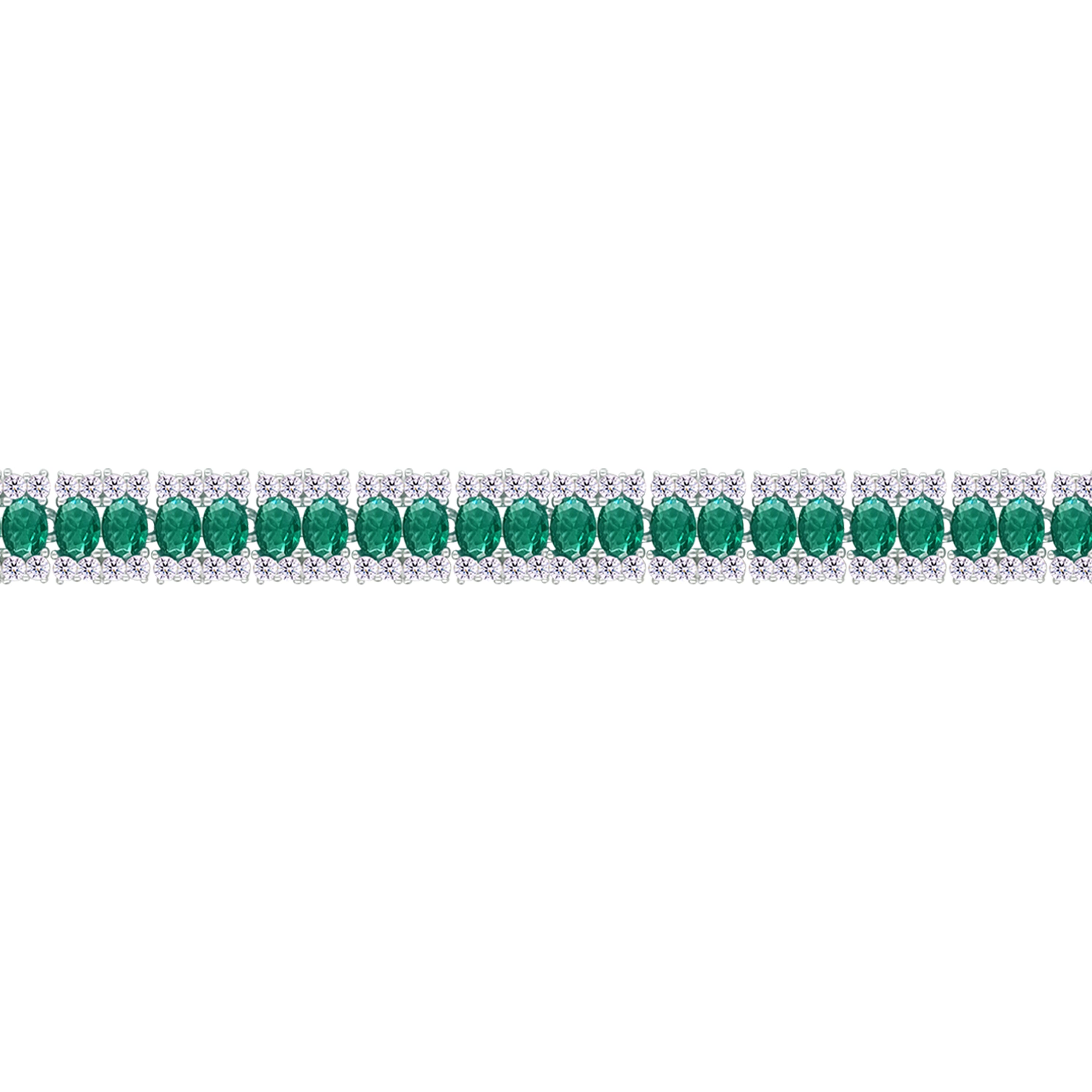 Asfour Crystal Tennis Bracelet With Turquoise Pear & Emerald Zircon In 925 Sterling Silver