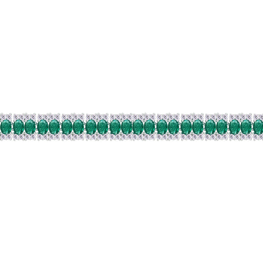 Asfour Crystal Tennis Bracelet With Turquoise Pear & Emerald Zircon In 925 Sterling Silver