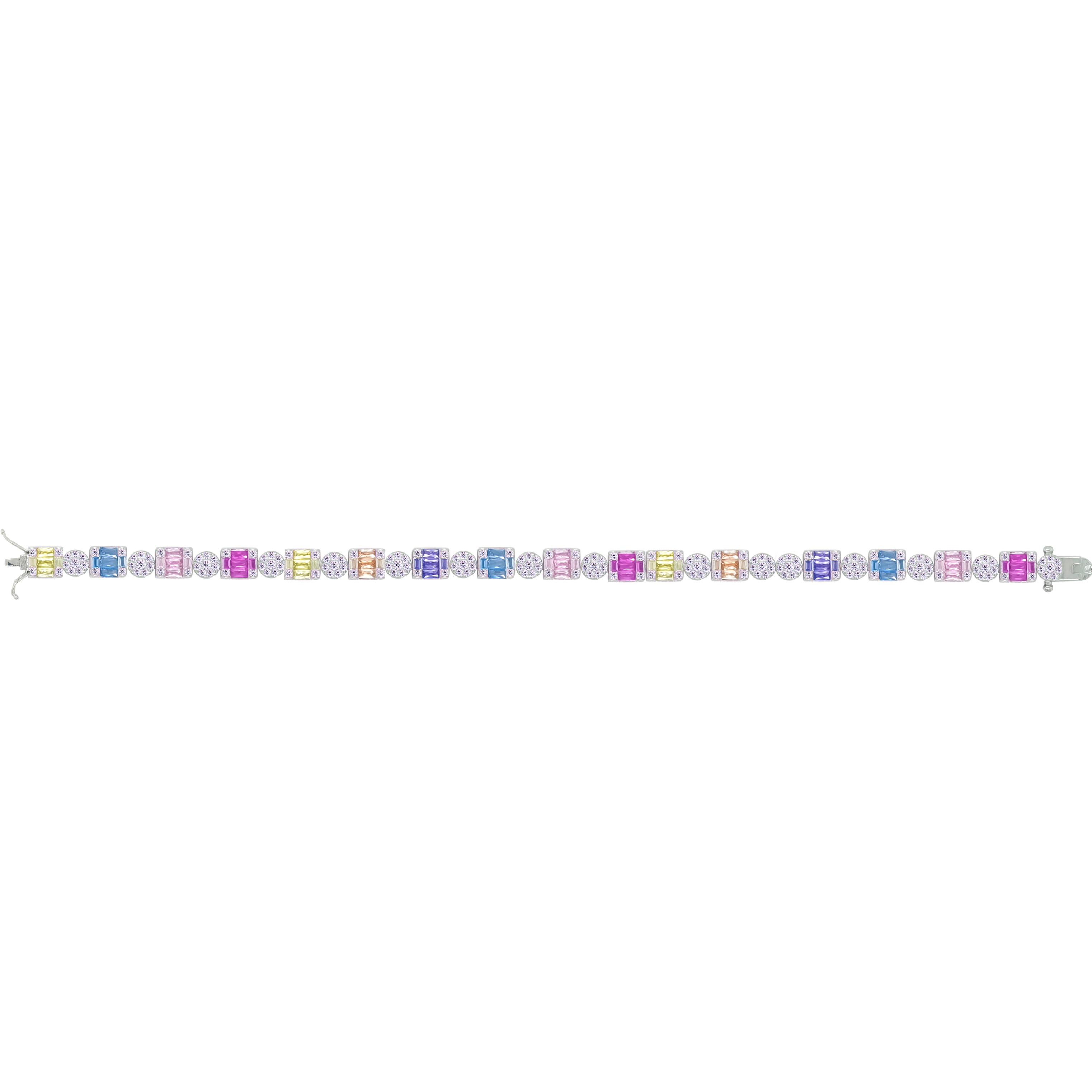 Asfour Crystal Tennis Bracelet With Turquoise Pear & Emerald Zircon In 925 Sterling Silver