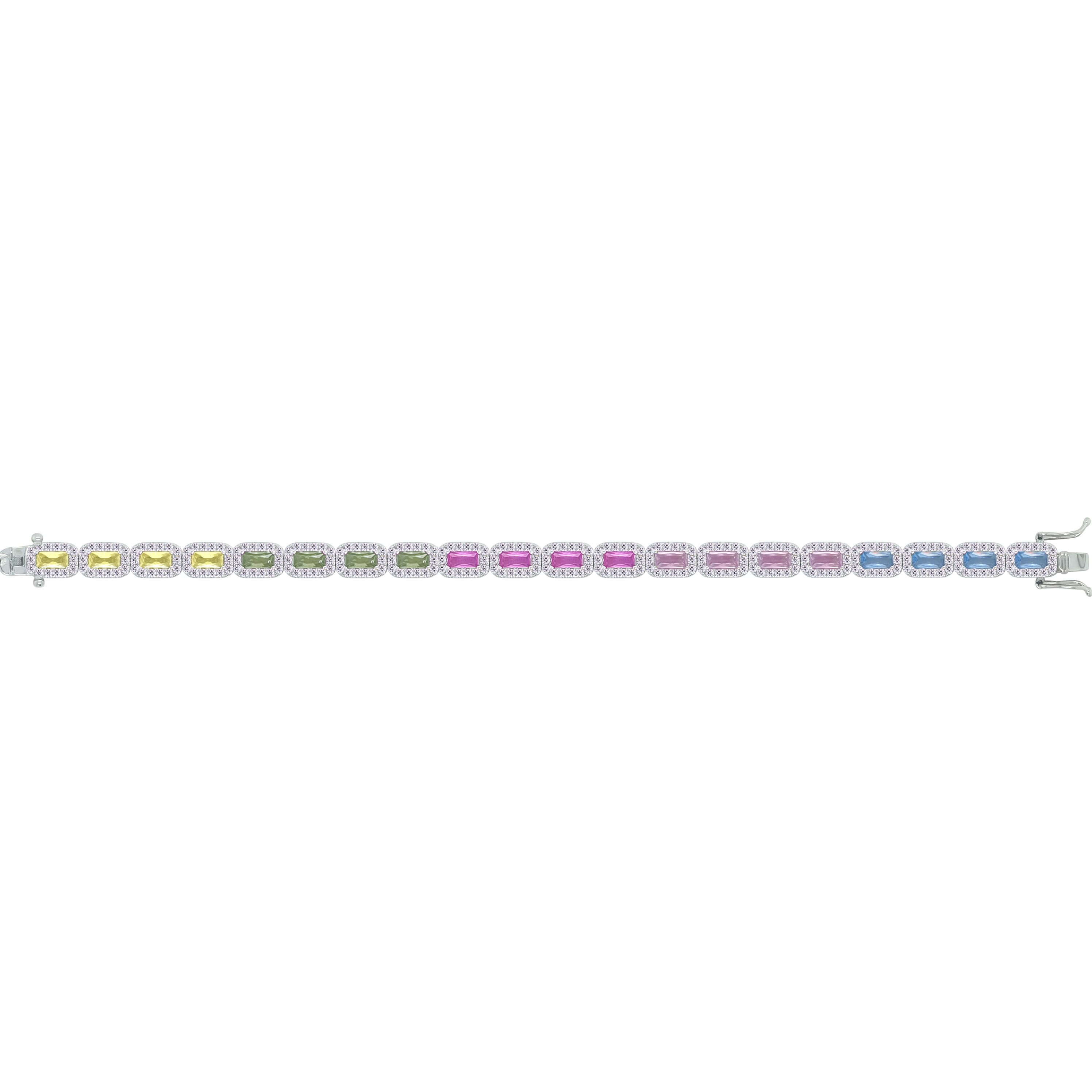 Asfour Crystal Tennis Bracelet With Turquoise Pear & Emerald Zircon In 925 Sterling Silver