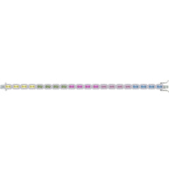 Asfour Crystal Tennis Bracelet With Turquoise Pear & Emerald Zircon In 925 Sterling Silver
