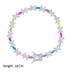 Asfour Creations Tennis Bracelet With Multicolor Zircon Stones In 925 Sterling Silver – BD0356-K