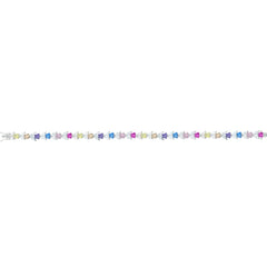 Asfour Crystal Tennis Bracelet With Turquoise Pear & Emerald Zircon In 925 Sterling Silver