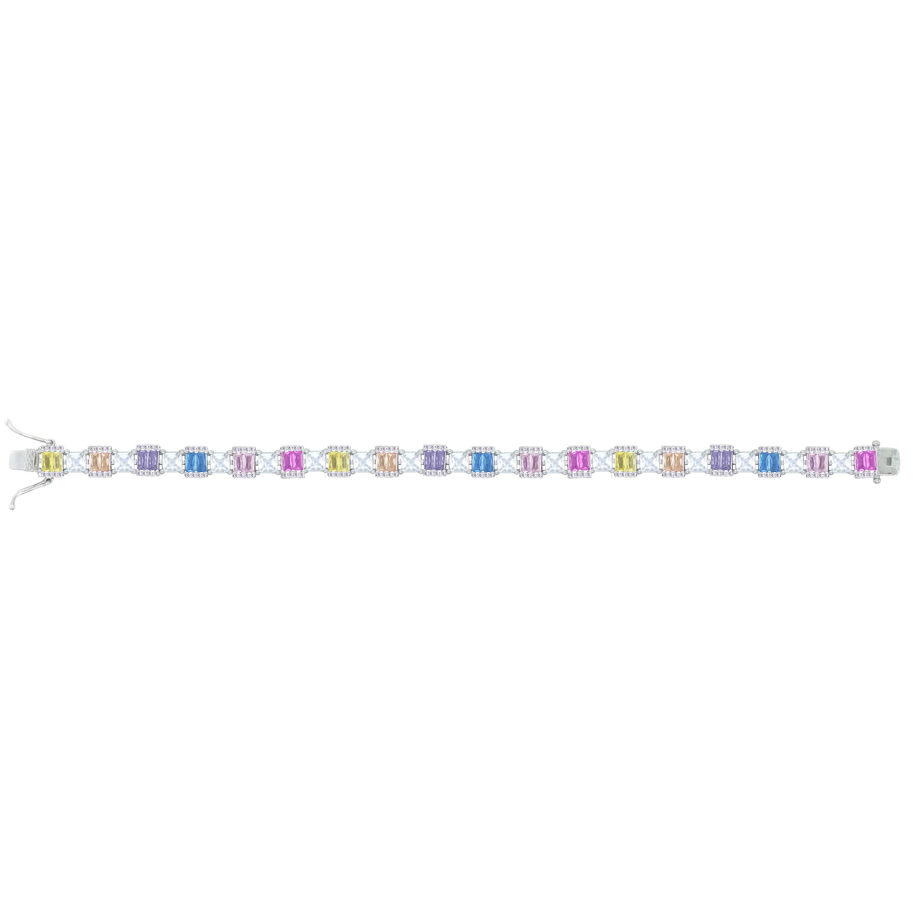 Asfour Crystal Tennis Bracelet With Turquoise Pear & Emerald Zircon In 925 Sterling Silver