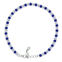 Asfour Crystal Tennis Bracelet With Turquoise Pear & Emerald Zircon In 925 Sterling Silver