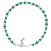 Asfour Crystal Tennis Bracelet With Turquoise Pear & Emerald Zircon In 925 Sterling Silver