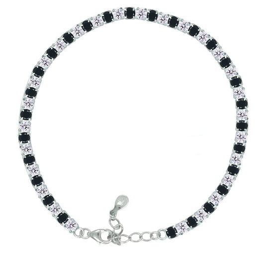 Asfour Crystal Tennis Bracelet With Turquoise Pear & Emerald Zircon In 925 Sterling Silver
