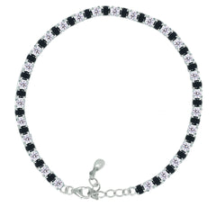 Asfour Crystal Tennis Bracelet With Turquoise Pear & Emerald Zircon In 925 Sterling Silver