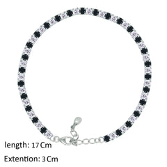 Asfour Creations Tennis Bracelet With Black & Clear Zircon In 925 Sterling Silver – BM0003-WP