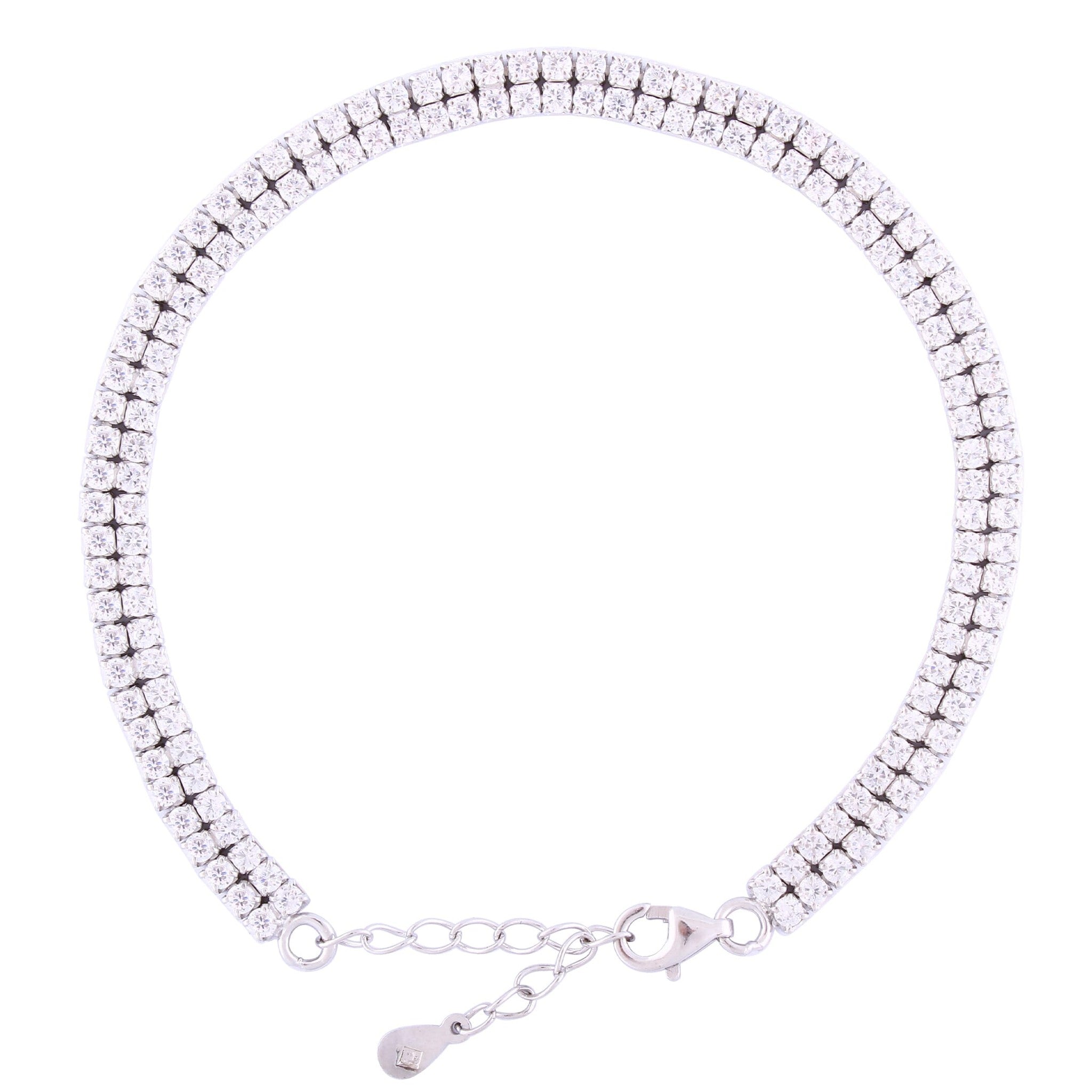 Asfour Crystal Tennis Bracelet With Turquoise Pear & Emerald Zircon In 925 Sterling Silver