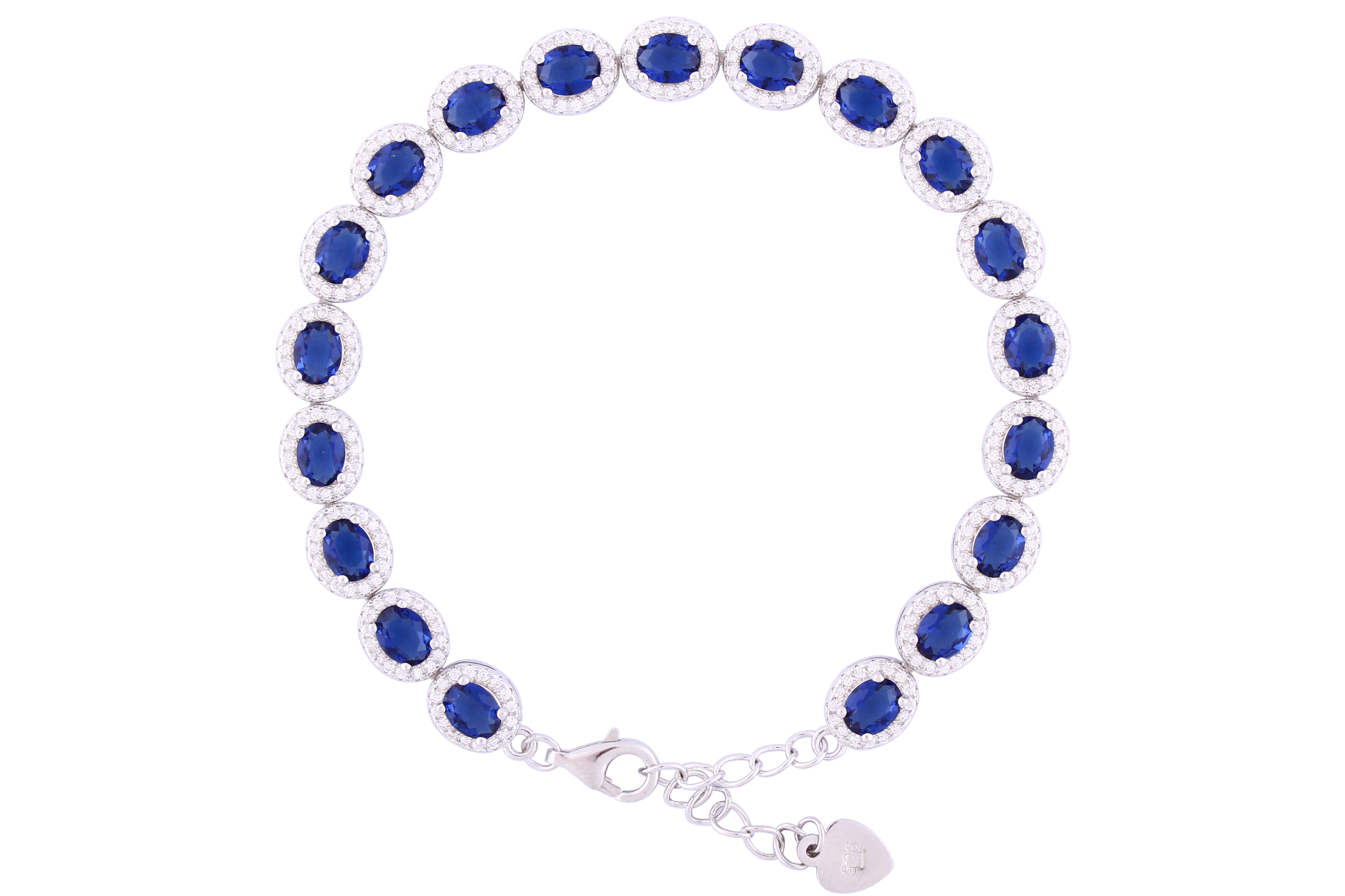 Asfour Crystal Tennis Bracelet With Turquoise Pear & Emerald Zircon In 925 Sterling Silver