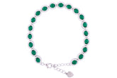 Asfour Crystal Tennis Bracelet With Turquoise Pear & Emerald Zircon In 925 Sterling Silver