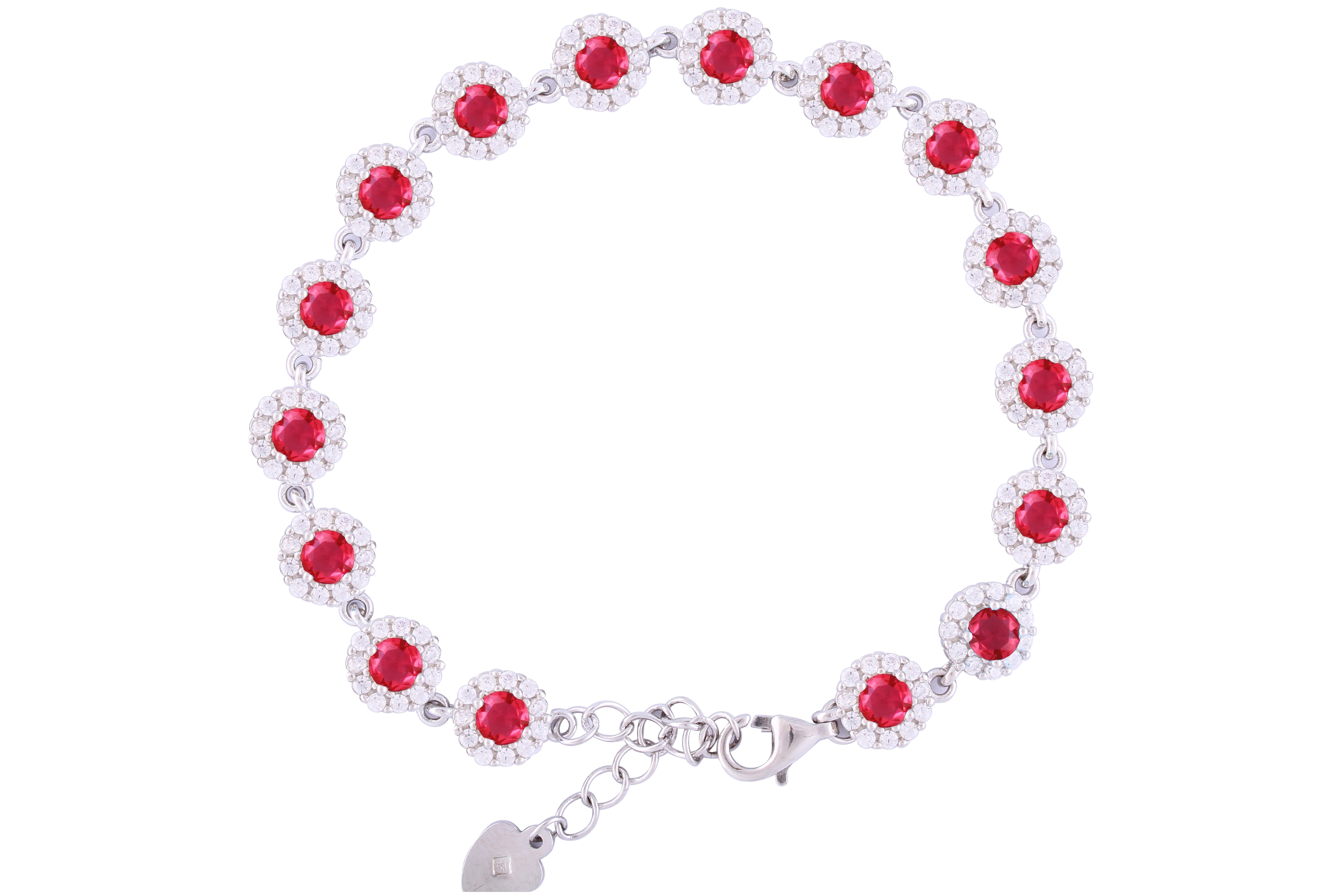 Asfour Crystal Halo Bracelet With Dark Rose Round Zircon Stones In 925 Sterling Silver BM0011-O5