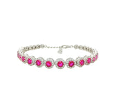 Asfour Crystal Tennis Bracelet With Turquoise Pear & Emerald Zircon In 925 Sterling Silver