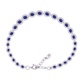 Asfour Crystal Tennis Bracelet With Turquoise Pear & Emerald Zircon In 925 Sterling Silver