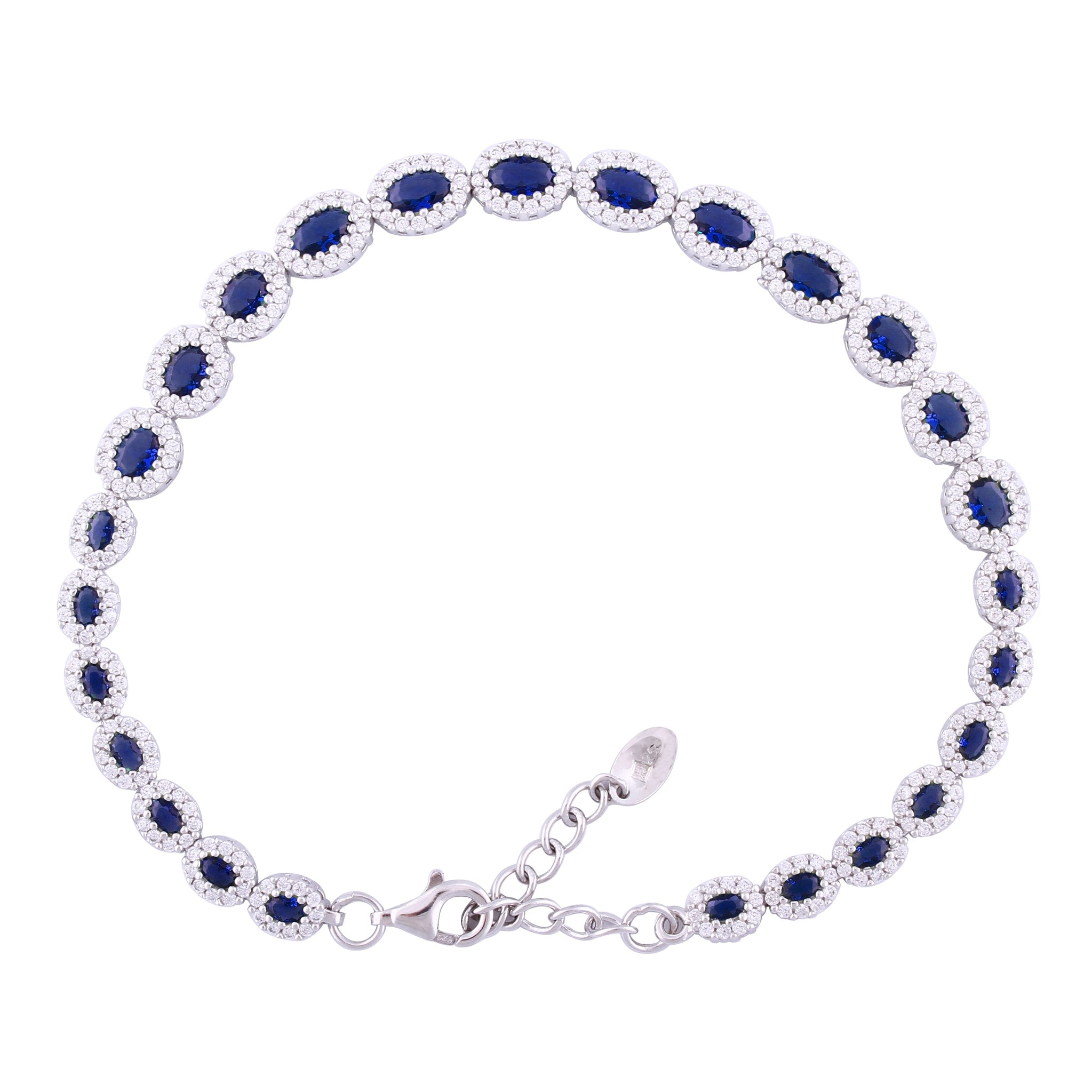 Asfour Crystal Tennis Bracelet With Turquoise Pear & Emerald Zircon In 925 Sterling Silver