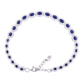 Asfour Crystal Tennis Bracelet With Turquoise Pear & Emerald Zircon In 925 Sterling Silver