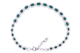 Asfour Crystal Tennis Bracelet With Turquoise Pear & Emerald Zircon In 925 Sterling Silver