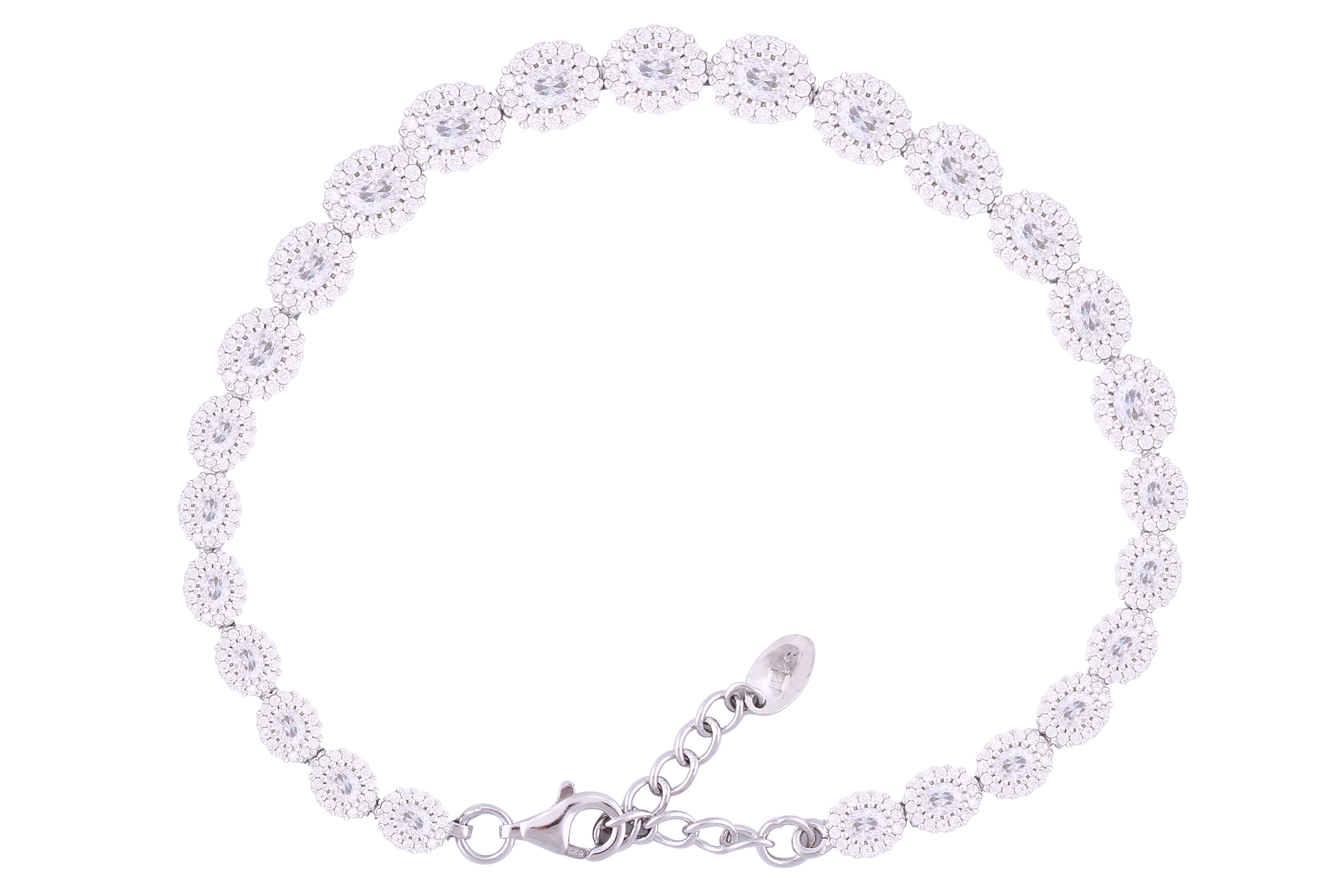 Asfour Crystal Tennis Bracelet With Turquoise Pear & Emerald Zircon In 925 Sterling Silver