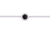 Asfour Crystal Tennis Bracelet With Halo Round Cut Black Zircon In 925 Sterling Silver BM0026-WP