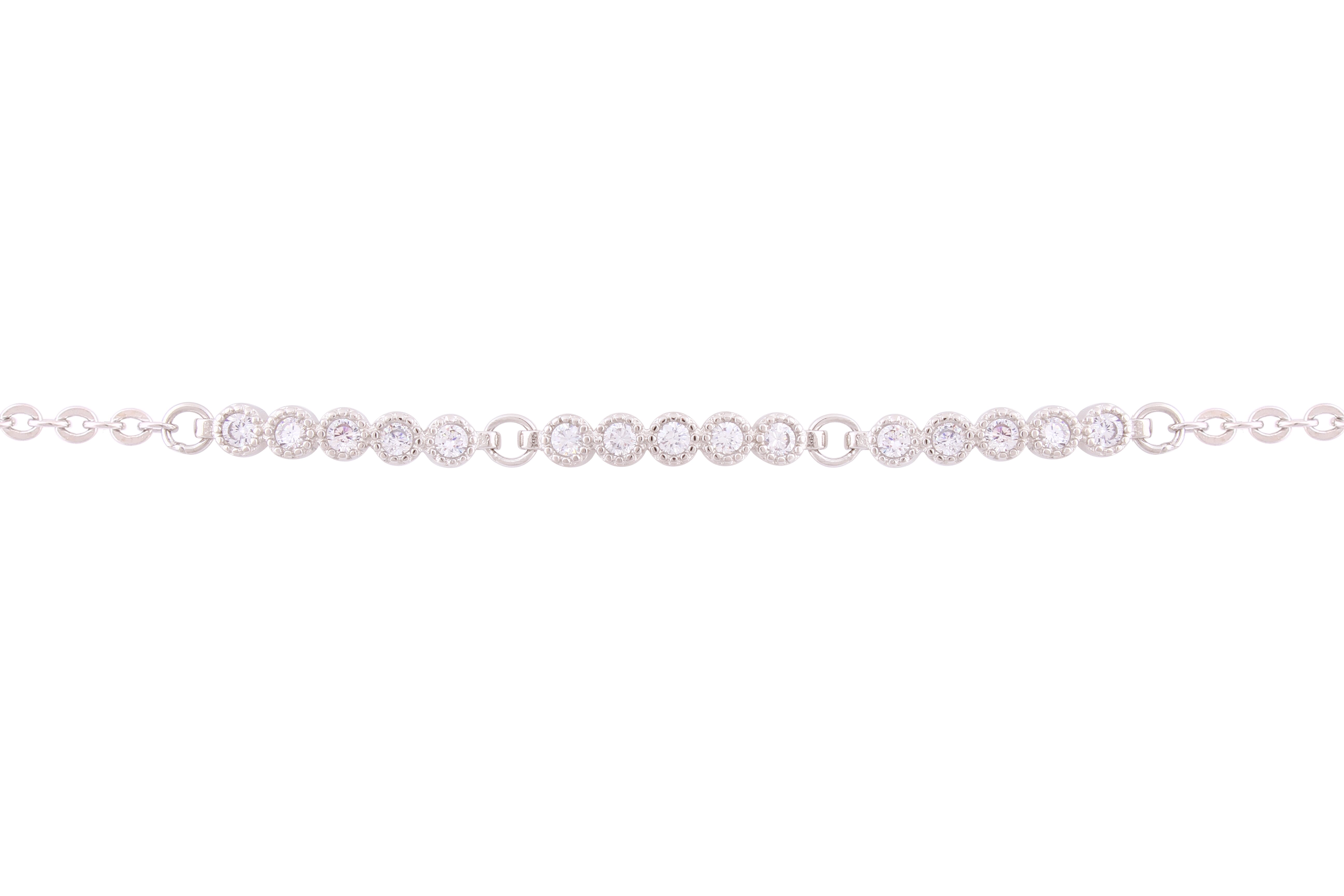 Asfour Crystal Chain Bracelet With Round Zircon Stones In 925 Sterling Silver BM0044