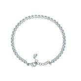 Asfour Crystal Tennis Bracelet With Turquoise Pear & Emerald Zircon In 925 Sterling Silver