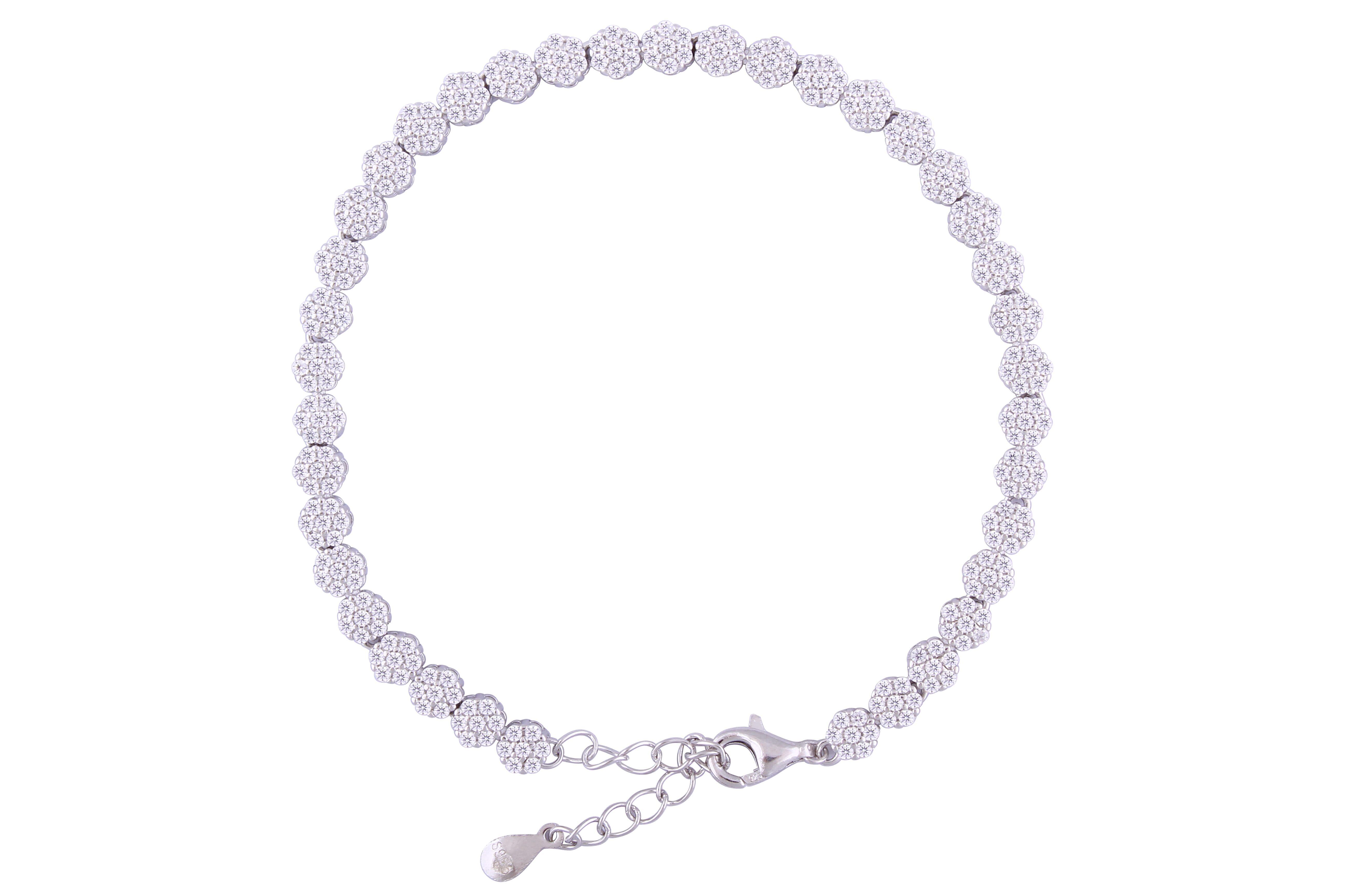 Asfour Crystal Tennis Bracelet With Turquoise Pear & Emerald Zircon In 925 Sterling Silver