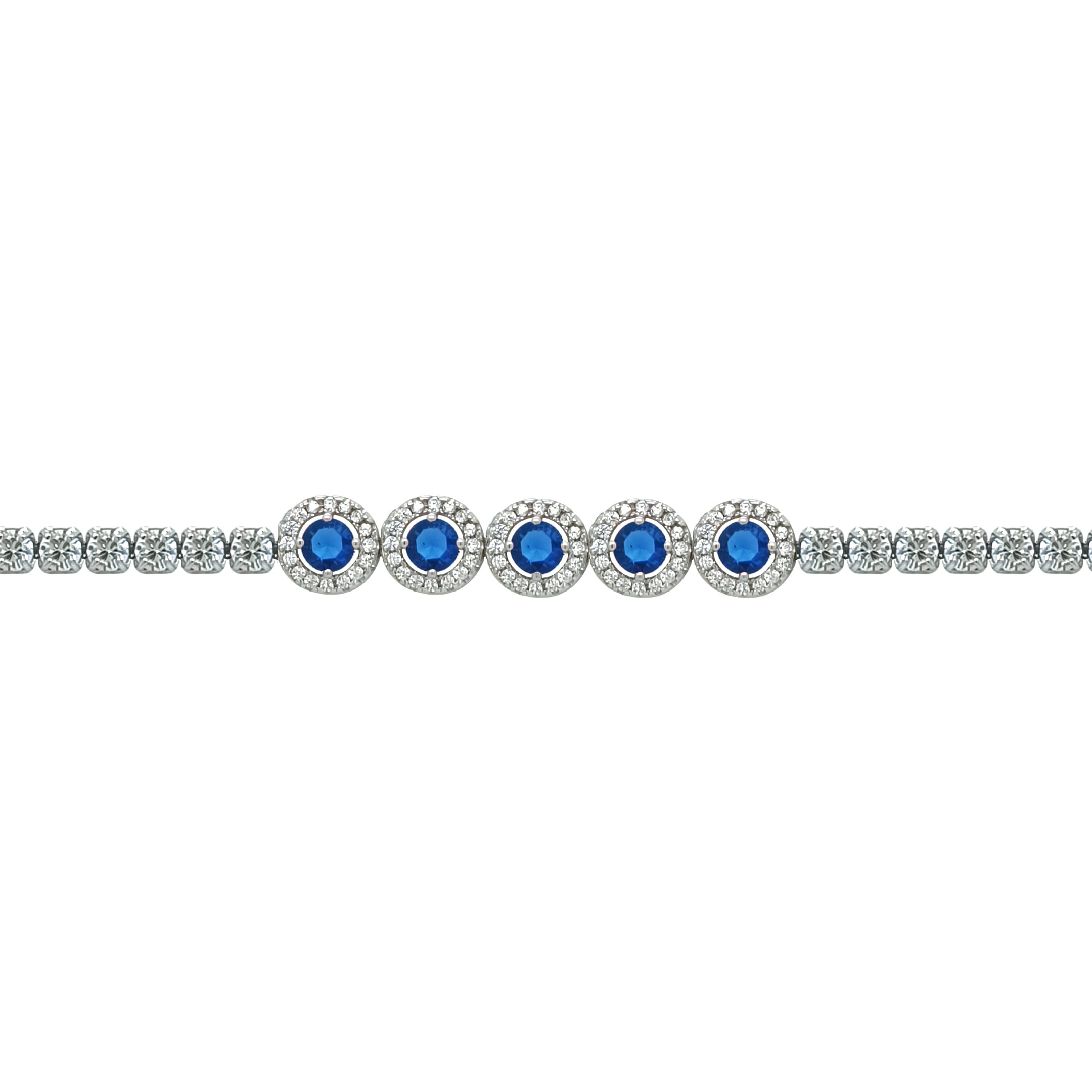 Asfour Crystal Tennis Bracelet With Turquoise Pear & Emerald Zircon In 925 Sterling Silver