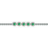 Asfour Crystal Tennis Bracelet With Turquoise Pear & Emerald Zircon In 925 Sterling Silver