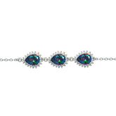 Asfour Crystal Tennis Bracelet With Turquoise Pear & Emerald Zircon In 925 Sterling Silver
