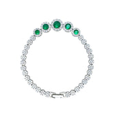 Asfour Crystal Tennis Bracelet With Turquoise Pear & Emerald Zircon In 925 Sterling Silver