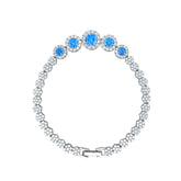 Asfour Crystal Tennis Bracelet With Turquoise Pear & Emerald Zircon In 925 Sterling Silver