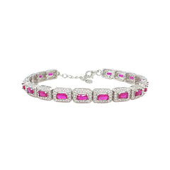 Asfour Crystal Tennis Bracelet With Turquoise Pear & Emerald Zircon In 925 Sterling Silver