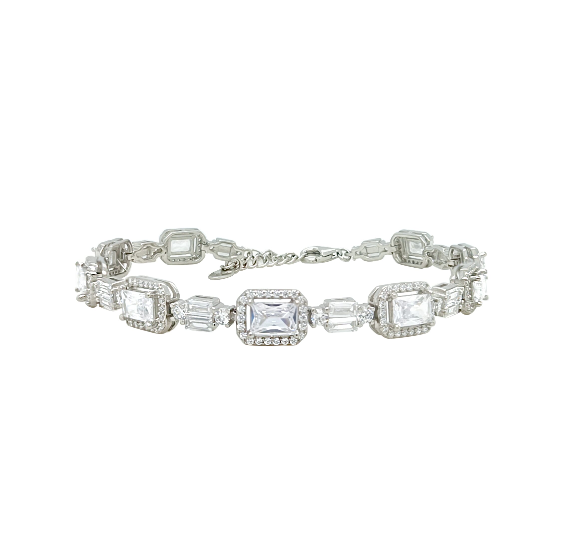 Asfour Crystal Tennis Bracelet With Turquoise Pear & Emerald Zircon In 925 Sterling Silver