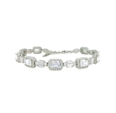 Asfour Crystal Tennis Bracelet With Turquoise Pear & Emerald Zircon In 925 Sterling Silver