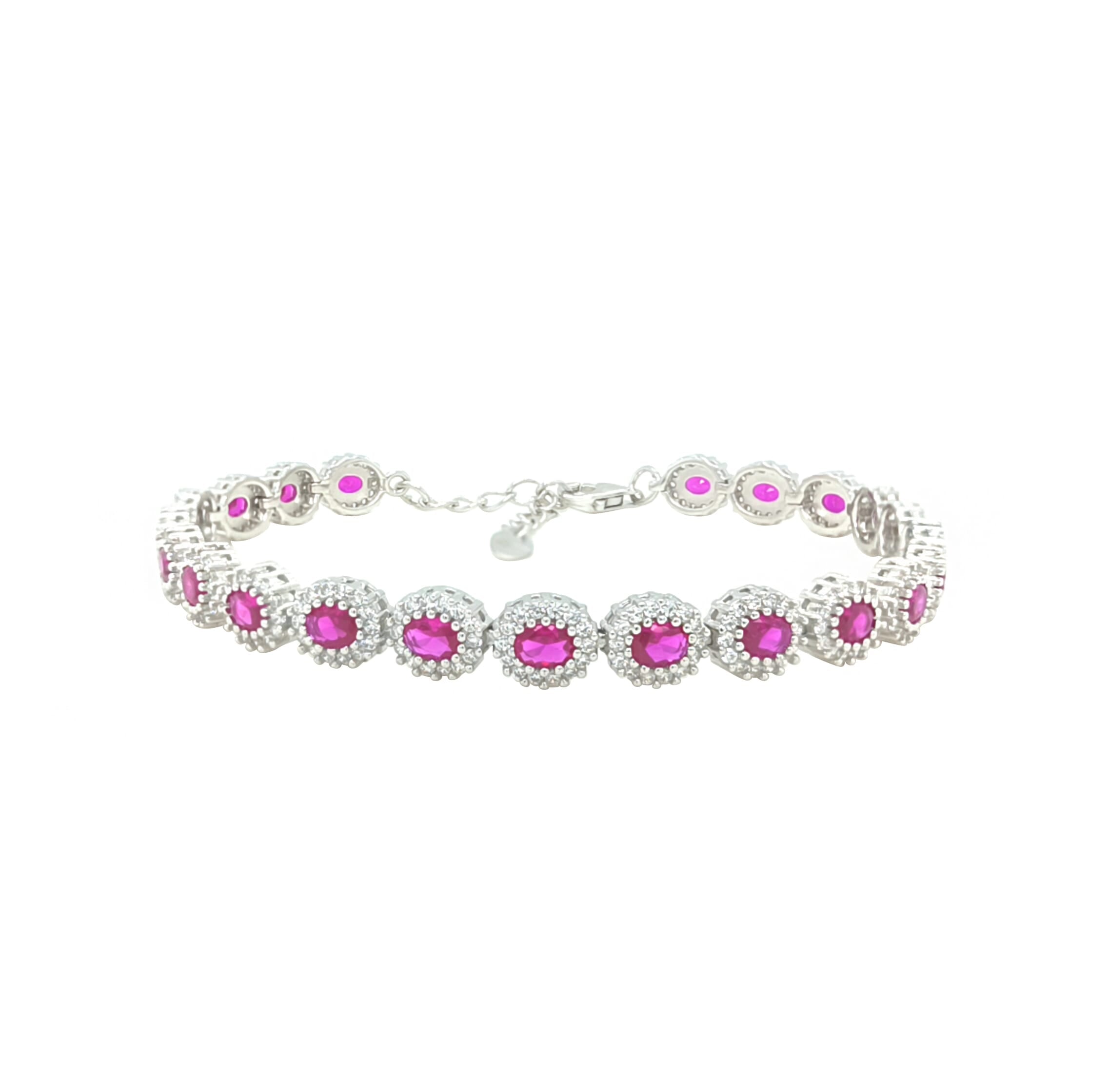 Asfour Crystal Tennis Bracelet With Turquoise Pear & Emerald Zircon In 925 Sterling Silver