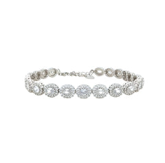 Asfour Crystal Tennis Bracelet With Turquoise Pear & Emerald Zircon In 925 Sterling Silver