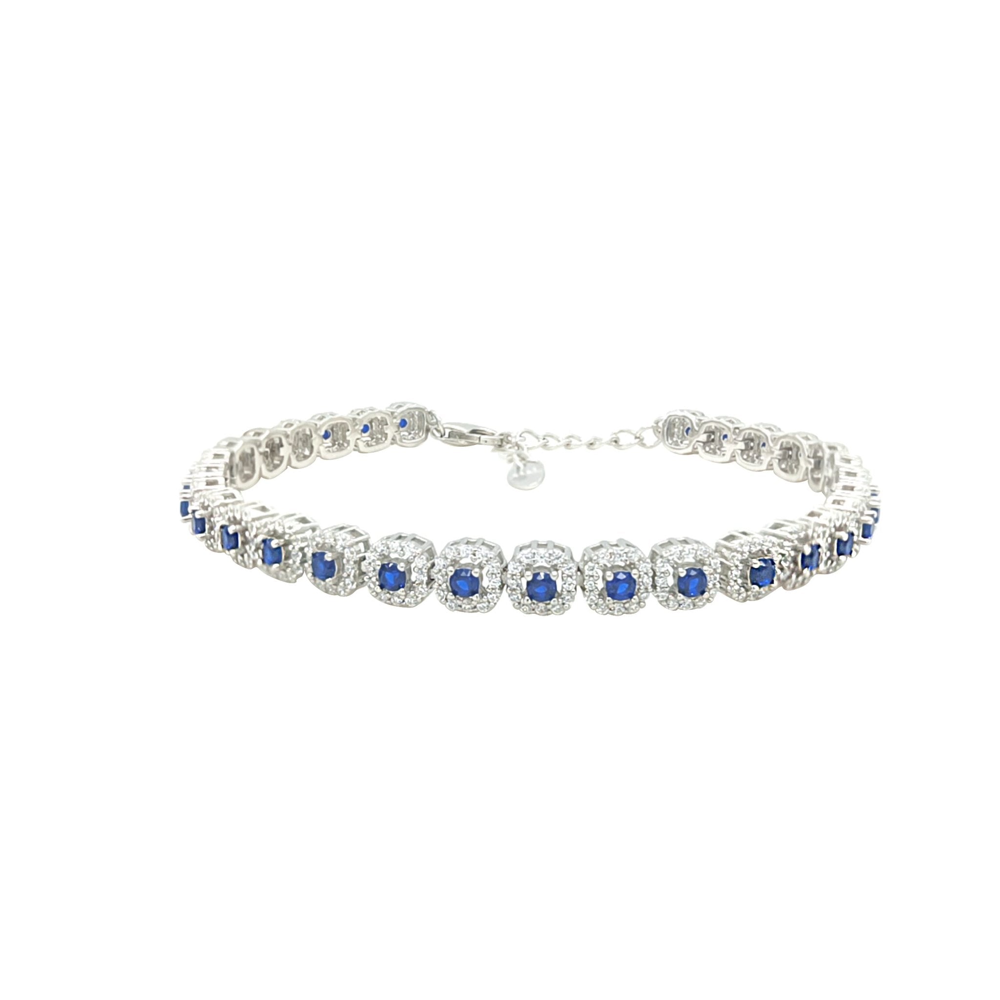 Asfour Crystal Tennis Bracelet With Turquoise Pear & Emerald Zircon In 925 Sterling Silver