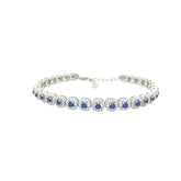 Asfour Crystal Tennis Bracelet With Turquoise Pear & Emerald Zircon In 925 Sterling Silver