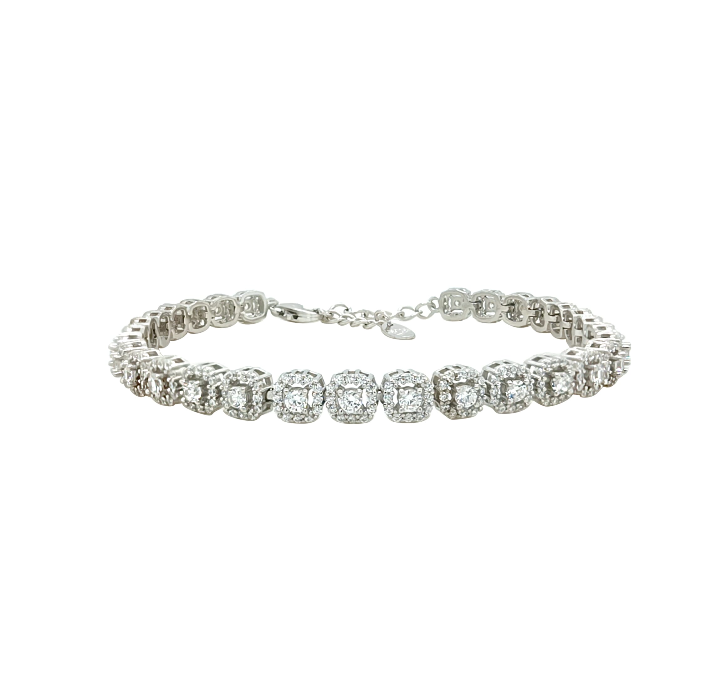 Asfour Crystal Tennis Bracelet With Turquoise Pear & Emerald Zircon In 925 Sterling Silver