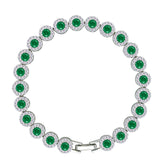 Asfour Crystal Tennis Bracelet With Turquoise Pear & Emerald Zircon In 925 Sterling Silver