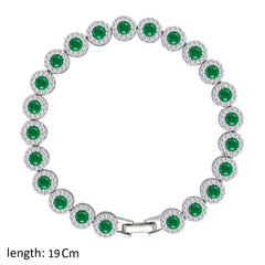Asfour Creations Tennis Bracelet With Emerald Zircon Round Design In 925 Sterling Silver – BM0068-WG