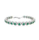 Asfour Crystal Tennis Bracelet With Turquoise Pear & Emerald Zircon In 925 Sterling Silver