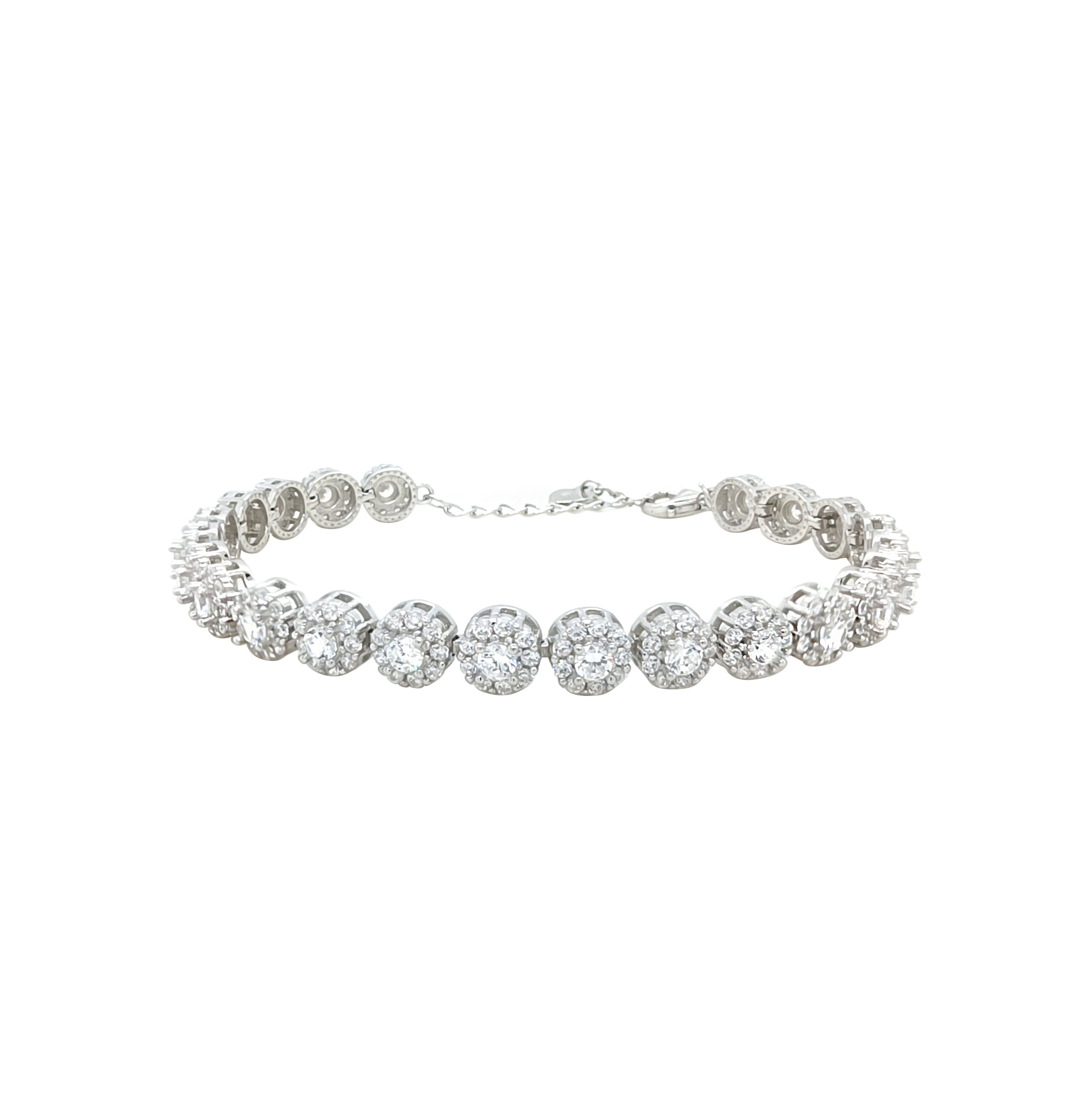 Asfour Crystal Tennis Bracelet With Turquoise Pear & Emerald Zircon In 925 Sterling Silver