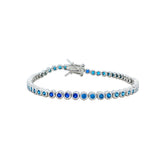 Asfour Crystal Tennis Bracelet With Turquoise Pear & Emerald Zircon In 925 Sterling Silver